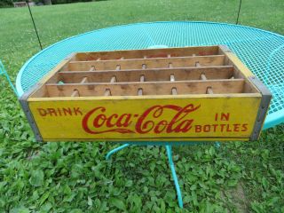 Vintage Coca Cola Yellow Wood Crate Case 24 Bottle,  Dover,  Del.  1969