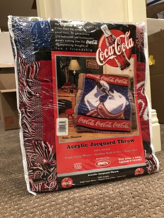 Coca - Cola Coke Polar Bear Tapestry Blanket Throw 60 " X 50 " Nip