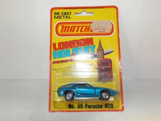 Matchbox S/f No.  59d Porsche 928 Blue Body,  Clear Windows,  U.  K.  Cast Miblister