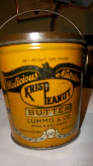 Vintage Lummis & Co.  Krisp Peanut Butter Tin - Philadelphia 1lb.