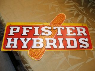 Two Sided Metal Pfister Hybrids Corn Ad Farm Sign With Grommets