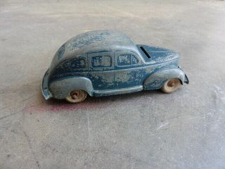 1940s Ford Mercury Eight Die Cast Promotional Car Bank Dealer Giveaway Wood Tire