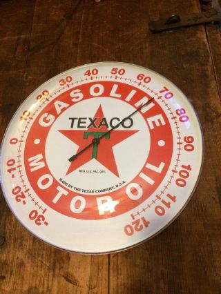 Texaco Gas Pump Thermometer Sign Oil Gasoline Station Advertisement Plaque