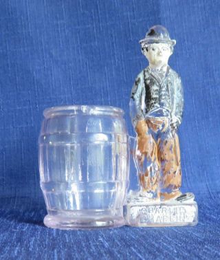 Charlie Chaplin Figural Glass Candy Container Borfgeldt