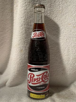 Full 10oz 1950’s Pepsi - Cola Acl Soda Bottle From Canada