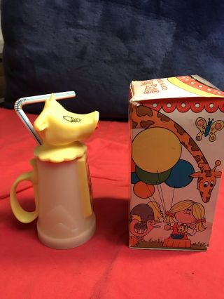 Vintage Whirley Industries Yellow Cow Sippy Straw Cup " N " Creamer