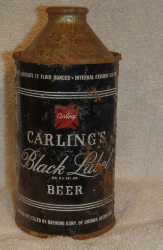 1940s Carling Black Label High Profile Cone Top Beer Can Irtp Cleveland Ohio