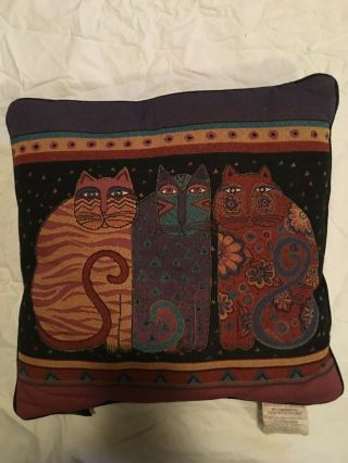 Laurel Burch Three Cats Tapestry Pillow 18 X 18