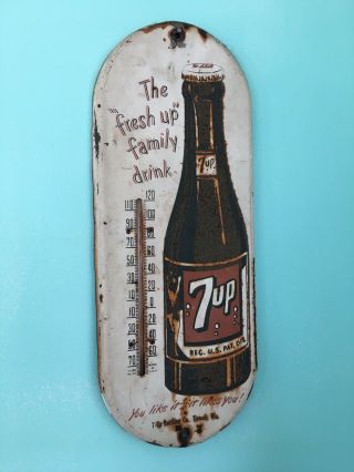 Vintage 7 Up Metal Ad Sign The Fresh Up Family Drink Tomah,  Wi