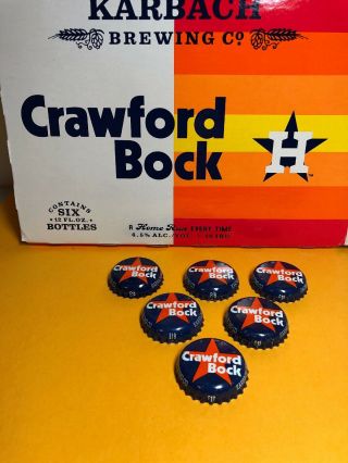 Set Of 6 Crawford Bock Beer Bottle Caps Karbach Brewing Co.  Mlb Houston Astros