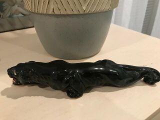 Vintage Black Panther Ceramic Crouching Figurine 8 