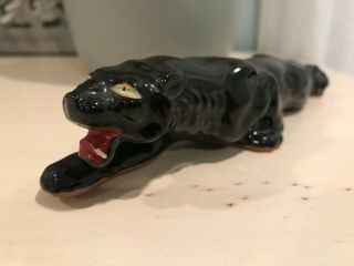 Vintage Black Panther Ceramic Crouching Figurine 8 