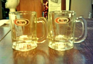 2 Vintage Small Aw Root Beer Logo 3 " Tall Heavy Glass Mug
