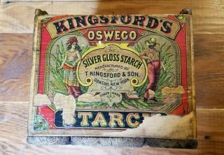 Vtg Dovetail Wood Crate Paper Label Kingsford 