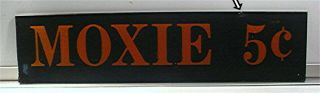 Antique /vintage Age ?? Soda Beverage Moxie 5 Cent Glass Advertising Sign Insert