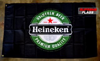 Heineken Flag Banner 3x5 Ft Beer Garage Black