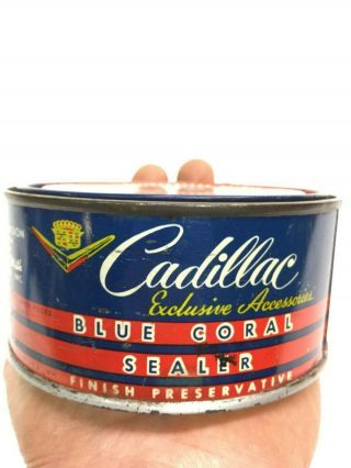 Vintage 1950s Cadillac Blue Coral Sealer Wax Can Some Contents Can Gm Caddy