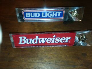 Vintage Triangular Budweiser And Bud Light Beer Tap Handles