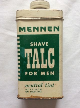 Vintage Mennen For Men Neutral Tint Shave Talc Tin Approx.  3/4 Full Of Powder