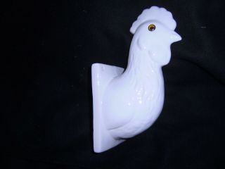 Rare Ceramic Rooster Head Towel/apron Hanger