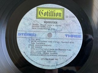 Woodstock Soundtrack Cotillion SD 3 - 500 LP Vinyl Record Album 5