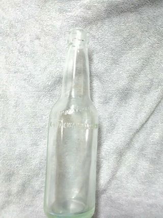 Vintage Leinenkugel’s Beer Chippewa Fall’s Wi Clear Glass Bottle Rare