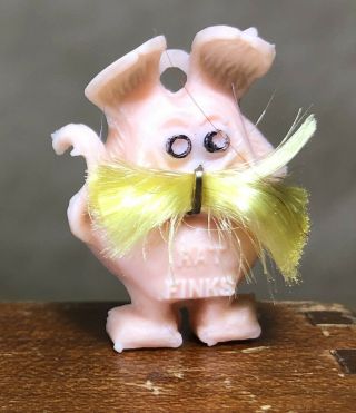 Vtg 1960s Gumball Character Pink Rat Finks Rare Mustache/whiskers Rat Fink Charm