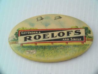 Antique Celluloid Advertising Pocket Mirror Roelofs Derby Hats