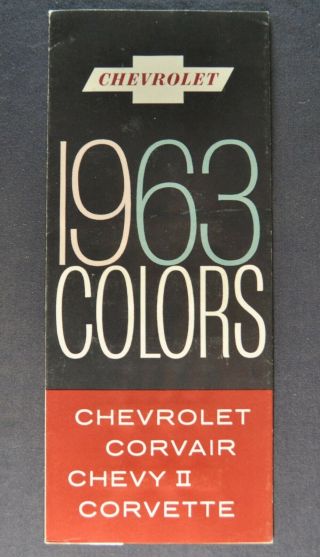 1963 Chevrolet Paint Chip Colors Brochure Impala Nova Corvair Corvette