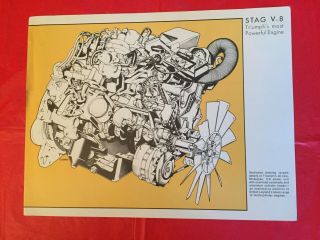 1971 Triumph " Stag V - 8 Engine " Car Dealer Sales Brochure