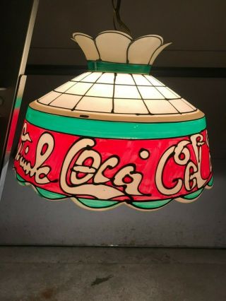 Vintage Coca Cola " Drink Coca Cola " Tiffany Style Plastic Hanging Light