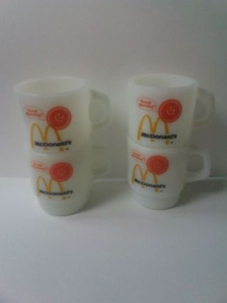 Vintage Mcdonalds Anchor Hocking /fire King Coffee Mugs Set Of 4