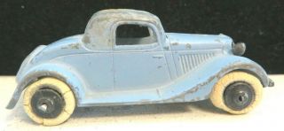 Vintage Tootsietoy Toy Car 3 " 1934 Ford Convertible Brown & Blue 2 Door Coupe