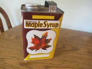 Vintage Michigan Pure Maple Syrup Tin Metal Can Net 1/2 Gal.  W/lid Empty