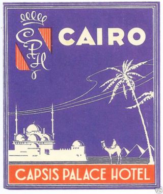 Luggage Label Egypt Cairo Capsis Palace Hotel