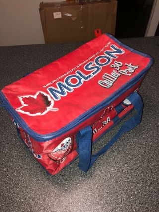 Canadian Molson Beer Chiller 36 Pack Cooler Tote Bar Mancave Bag Maple Leaf Cans