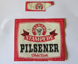 Old Canada Beer Label Scarce Calgary Brewing And Malting Co.  Stampede Pilsner