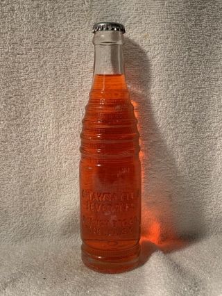 Full 7oz Catawba Club Strawberry Embossed Soda Bottle Orange Crush Rock Hill,  Sc