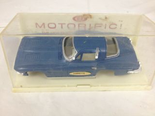 Vtg 1964 Ideal Motorific Blue Chevrolet Corvette Coupe Electric Car Toy In Case