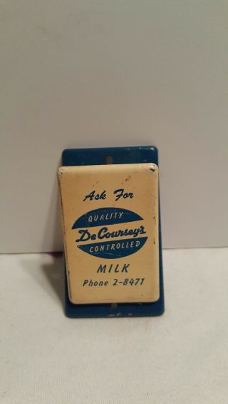 Vintage 5 Digit Phone Metal Paper Clip Clamp Advertisement De Courseys Milk