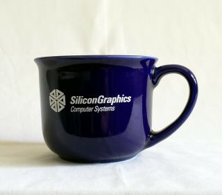 Vintage 1990s Sgi Coffee Cup Mug Dark Blue Ceramic Silicon Graphics Computers
