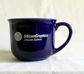 Vintage 1990s SGI Coffee Cup Mug Dark Blue Ceramic Silicon Graphics Computers 4