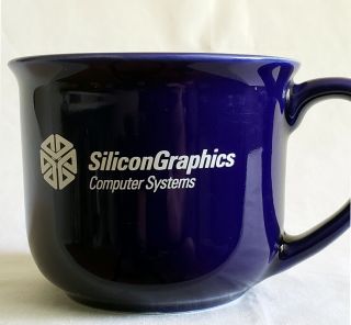 Vintage 1990s SGI Coffee Cup Mug Dark Blue Ceramic Silicon Graphics Computers 5
