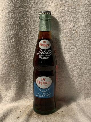 Rare Full 10oz Dr.  Pepper Dietetic Acl Soda Bottle Hard To Find