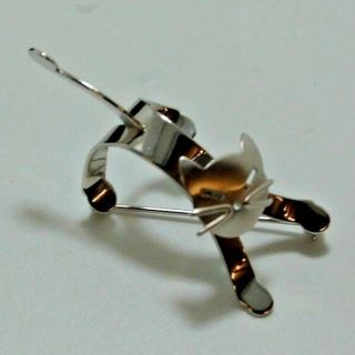 Beau Sterling Silver Cat With 3d Arched Back And Articulating Head Pin Brooch