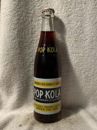 Rare Full 12oz Pop Kola Acl Soda Bottle Rice’s Bottling Co.  Roanoke,  Va