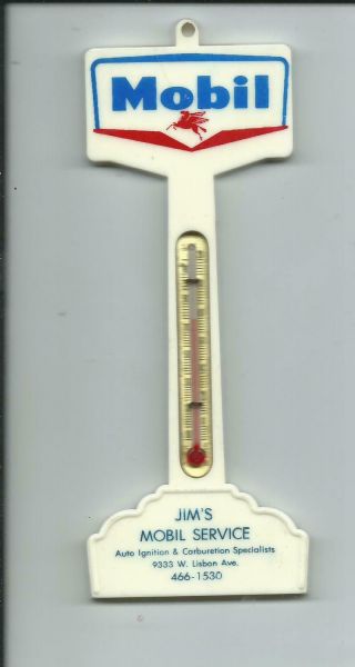 Pole Sign Thermometer,  Mobil Gas