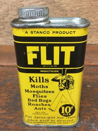 Vintage Flit Insecticide Bug Killer 6oz Metal Can - Empty - Stanco Inc Bayway Nj