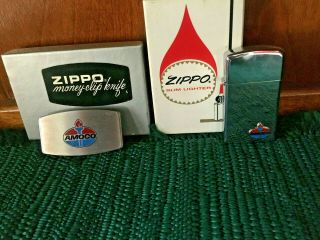 Amoco Zippo Lighter And Zippo Money Clip - 1975