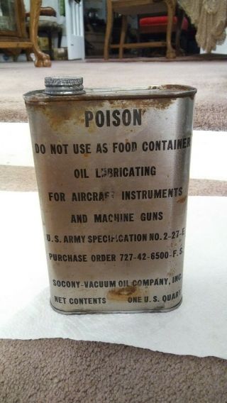 Vintage Socony - Vacuum Aircraft Instruments And Machine Gun Oil Can Only